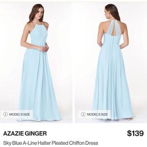 Azazie Ginger Sky Blue Halter Maxi Dress
